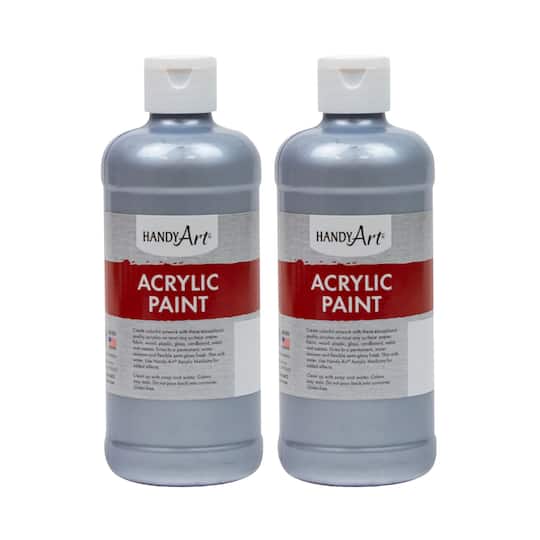 Handy Art® 16 oz Metallic Acrylic Paint, 2ct. in Silver | 16 fl oz | Michaels®